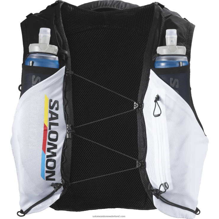 hardloopvest voor heren met bidons inbegrepen - adv skin 5 racevlag Salomon 22DD8307 zwart wit