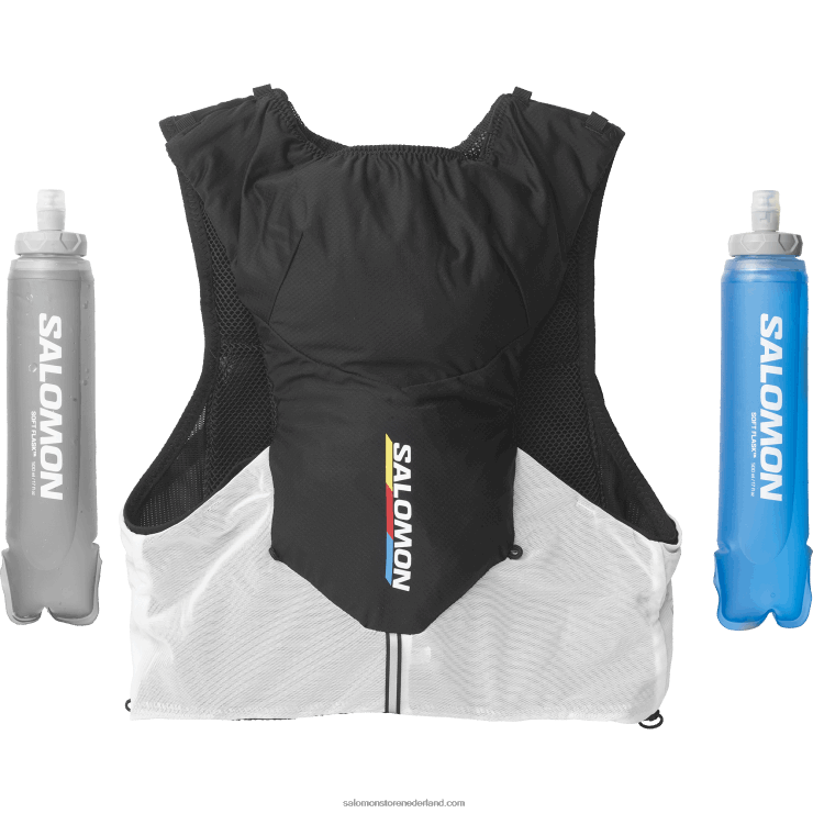 hardloopvest voor heren met bidons inbegrepen - adv skin 5 racevlag Salomon 22DD8307 zwart wit