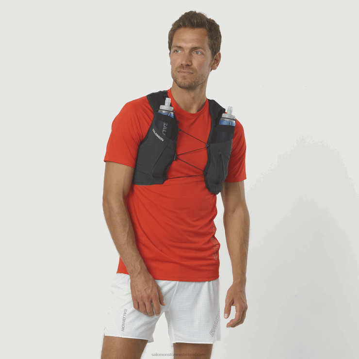 hardloopvest voor heren met bidons inbegrepen - sense pro 5 Salomon 22DD8338 zwart/ebbenhout