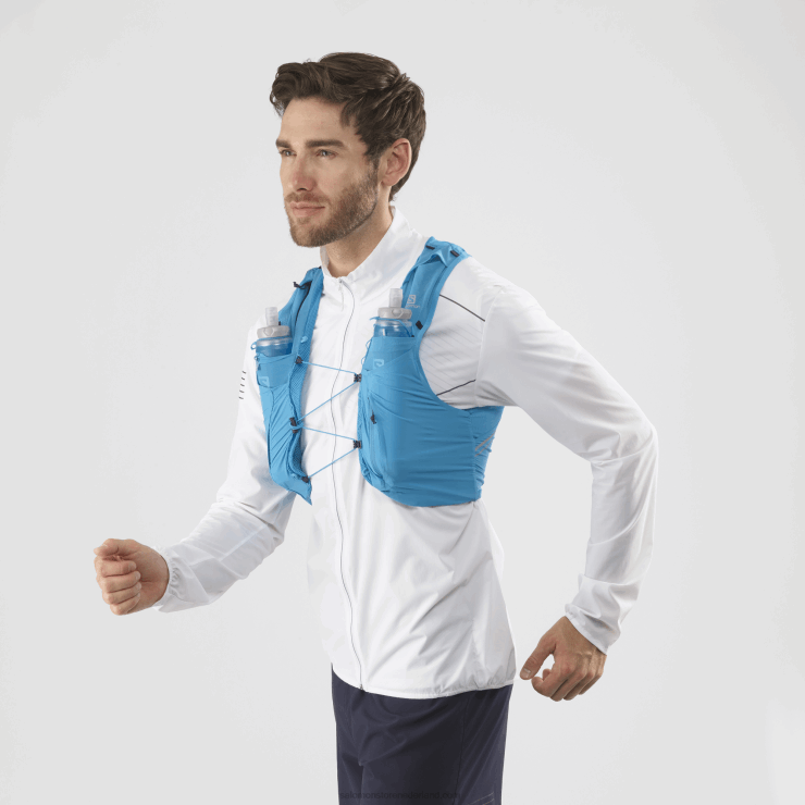 hardloopvest voor heren met bidons inbegrepen - sense pro 5 Salomon 22DD8340 hawaiiaanse oceaan/zwart