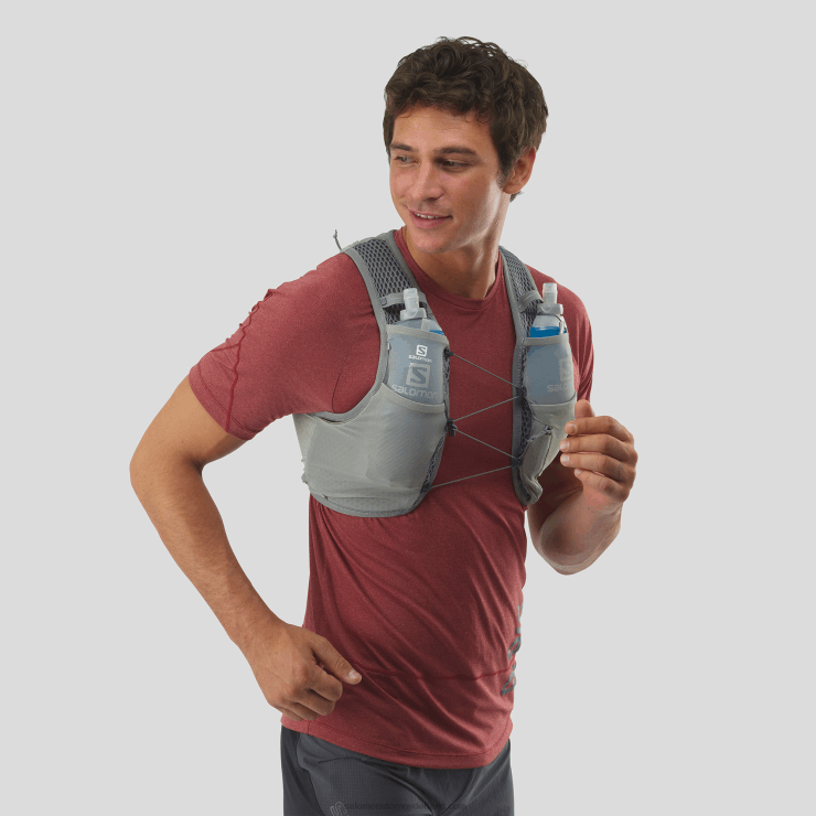 hardloopvest voor heren met kolven inbegrepen - active skin 4 Salomon 22DD8329 smeedijzer/sedona salie