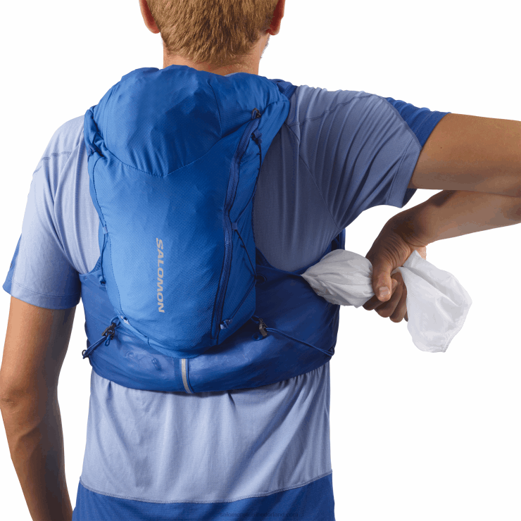 heren hardloopvest met bidons inbegrepen - adv skin 12 Salomon 22DD8302 nautisch blauw/ebbenhout/wit