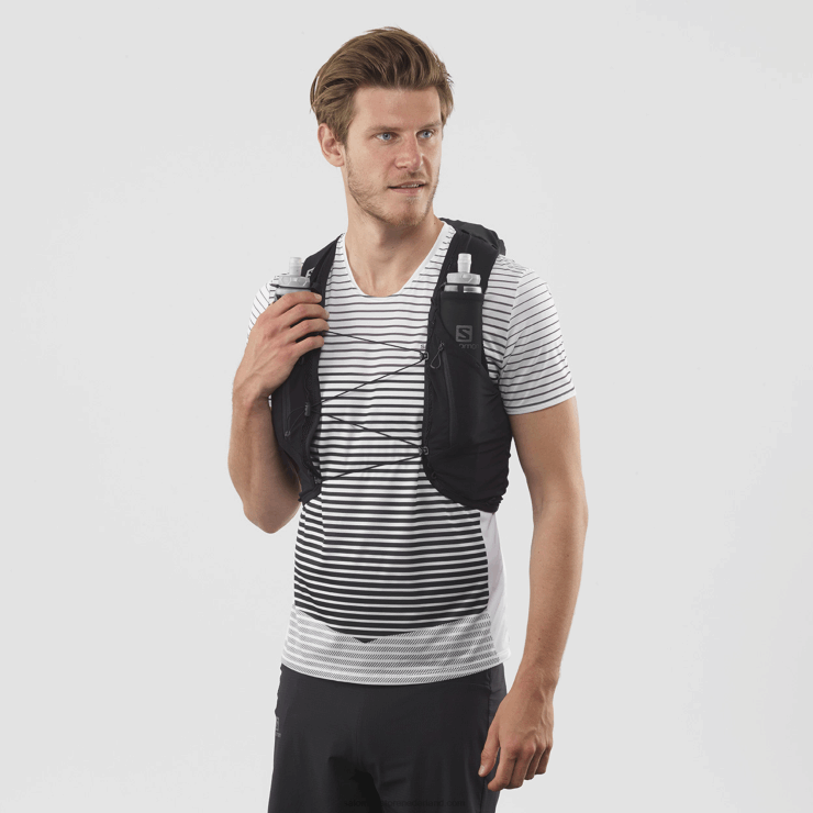heren hardloopvest met bidons inbegrepen - adv skin 12 Salomon 22DD8354 zwart