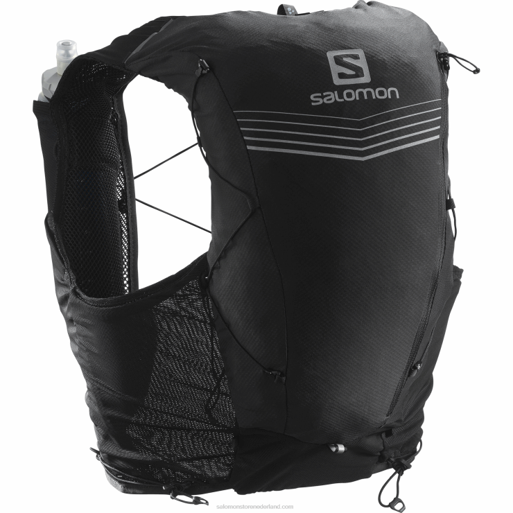 heren hardloopvest met bidons inbegrepen - adv skin 12 Salomon 22DD8354 zwart