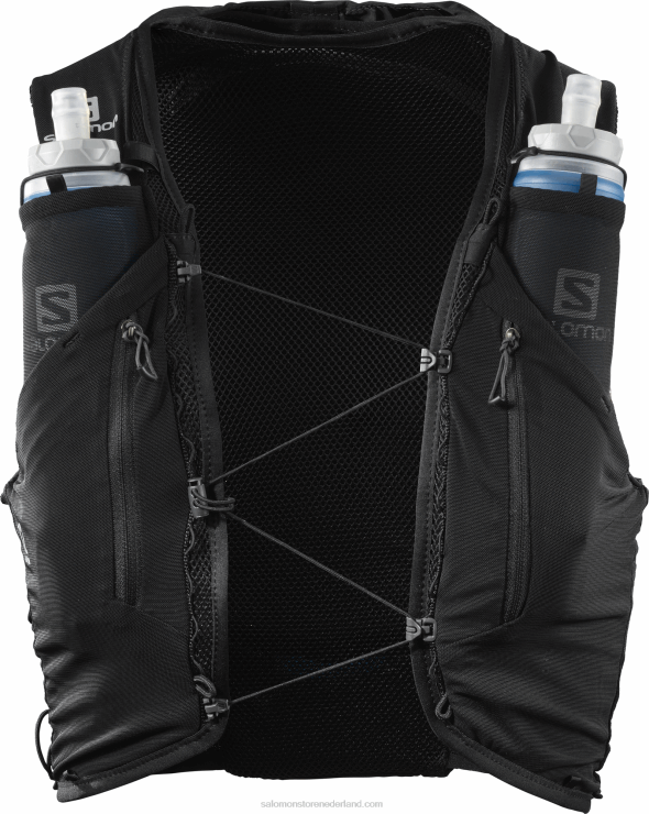 heren hardloopvest met bidons inbegrepen - adv skin 12 Salomon 22DD8354 zwart