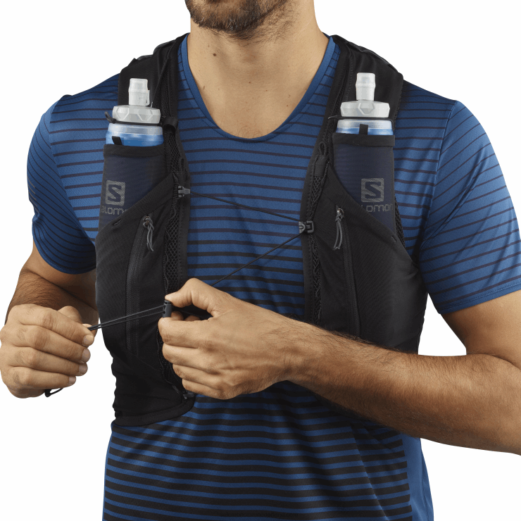 heren hardloopvest met bidons inbegrepen - adv skin 12 Salomon 22DD8354 zwart