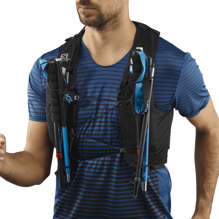 heren hardloopvest met bidons inbegrepen - adv skin 12 Salomon 22DD8354 zwart