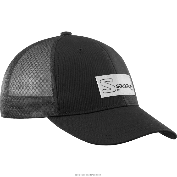 gebogen pet voor heren - trucker Salomon 22DD8438 zwart
