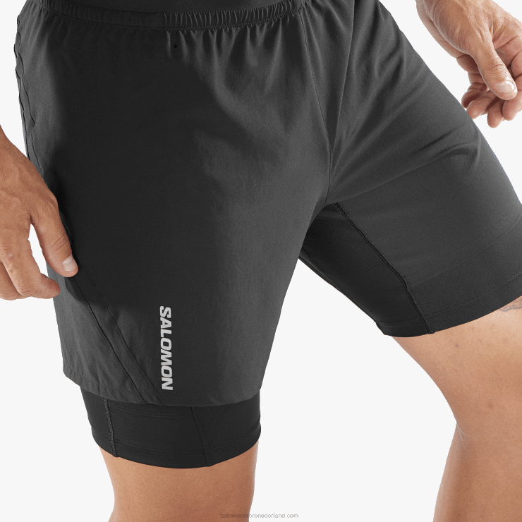 herenshort - gekruist twinskin Salomon 22DD8300 zwart