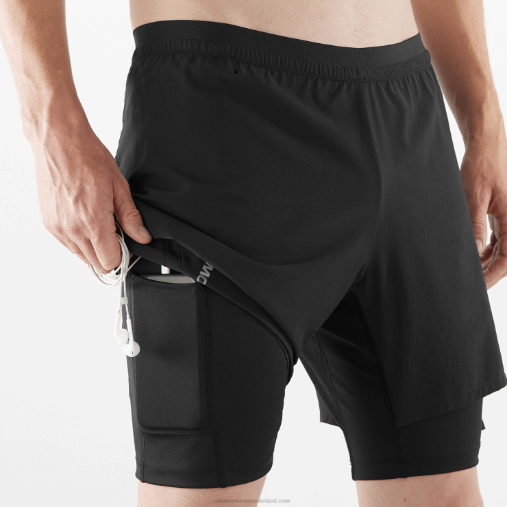 herenshort - gekruist twinskin Salomon 22DD8300 zwart