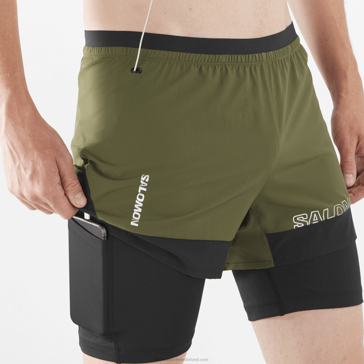 herenshort - kruis 2in1 Salomon 22DD8278 druivenblad/diepzwart