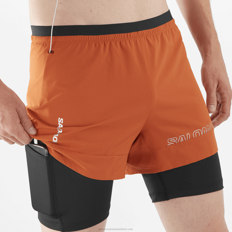 herenshort - kruis 2in1 Salomon 22DD8279 gebrand oker/diepzwart
