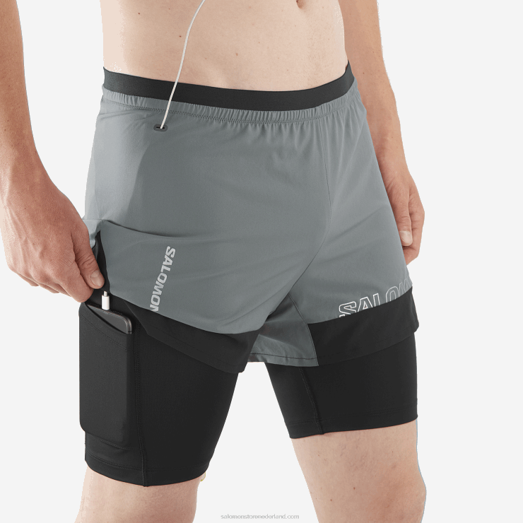 herenshort - kruis 2in1 Salomon 22DD8280 rustige tint/diep zwart