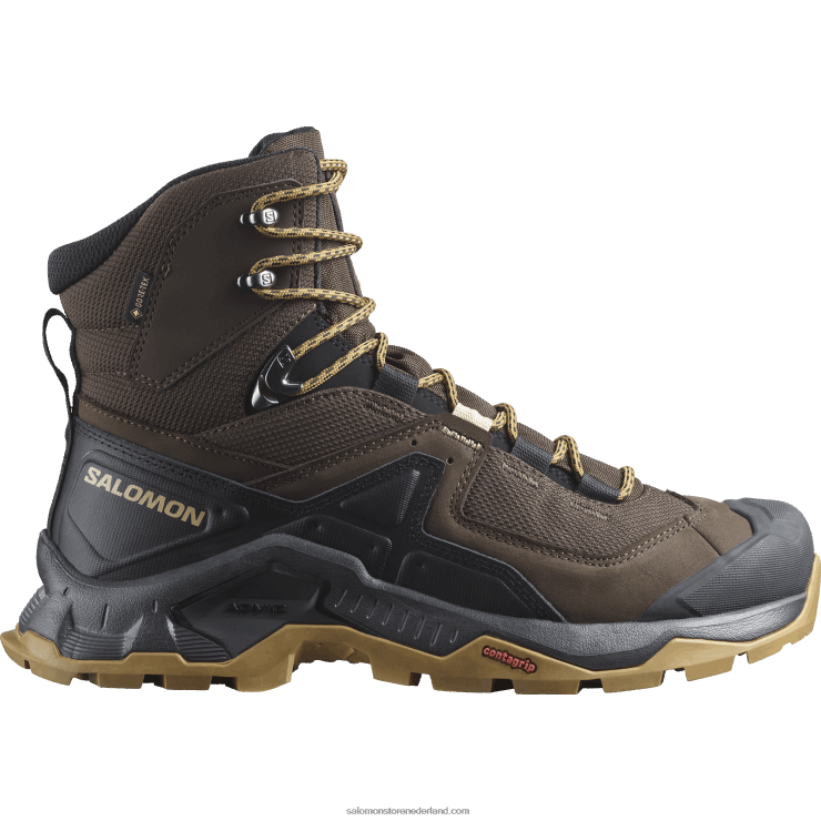 heren leren wandelschoenen - quest element gore-tex Salomon 22DD849 delicioso/zwart/dof goud