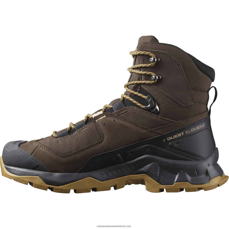 heren leren wandelschoenen - quest element gore-tex Salomon 22DD849 delicioso/zwart/dof goud