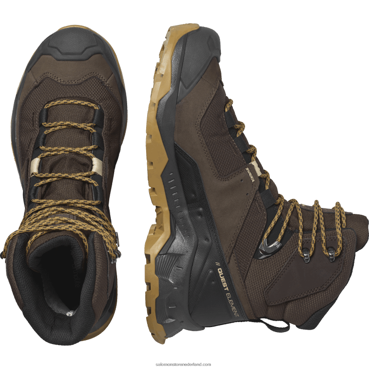 heren leren wandelschoenen - quest element gore-tex Salomon 22DD849 delicioso/zwart/dof goud