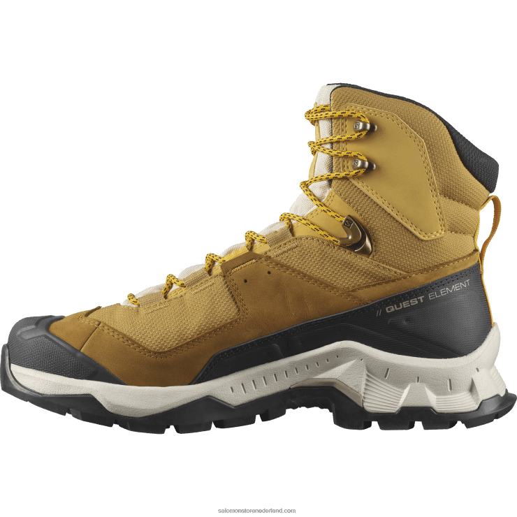 heren leren wandelschoenen - quest element gore-tex Salomon 22DD850 komijn/gebleekt zand/saffraan