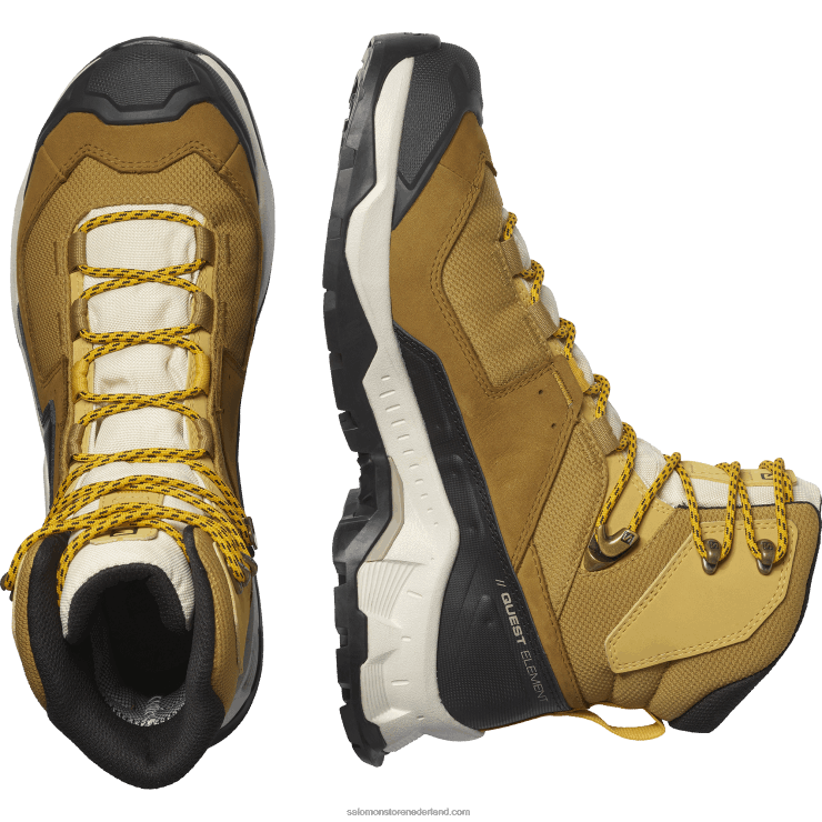 heren leren wandelschoenen - quest element gore-tex Salomon 22DD850 komijn/gebleekt zand/saffraan