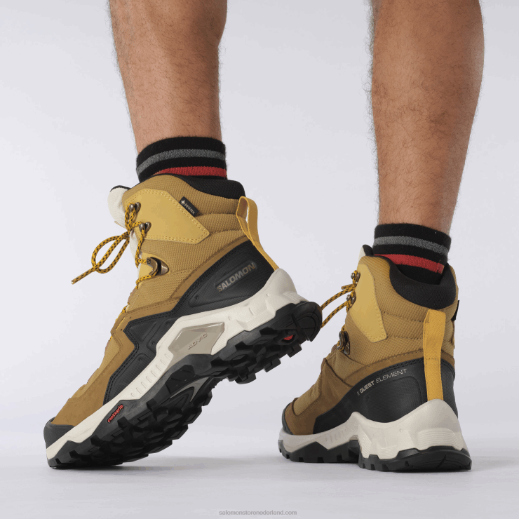heren leren wandelschoenen - quest element gore-tex Salomon 22DD850 komijn/gebleekt zand/saffraan