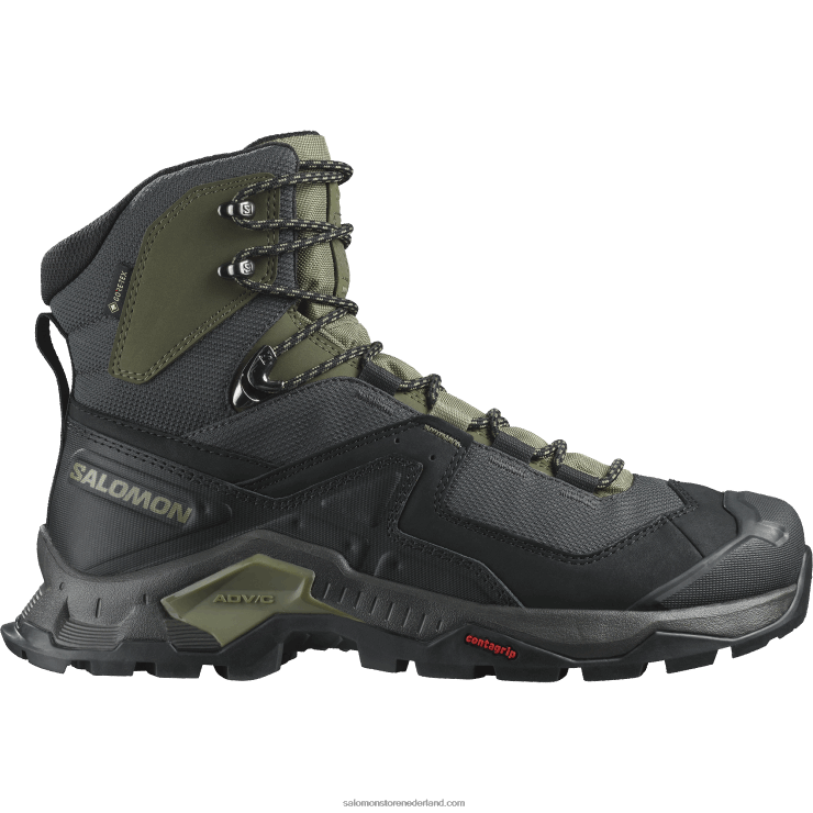 heren leren wandelschoenen - quest element gore-tex Salomon 22DD851 zwart/diep korstmosgroen/olijfnacht