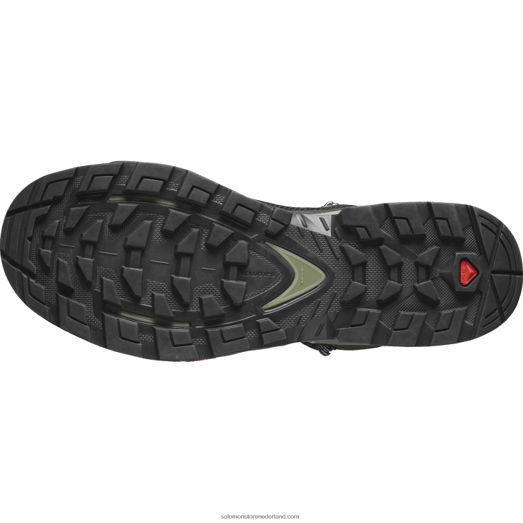 heren leren wandelschoenen - quest element gore-tex Salomon 22DD851 zwart/diep korstmosgroen/olijfnacht