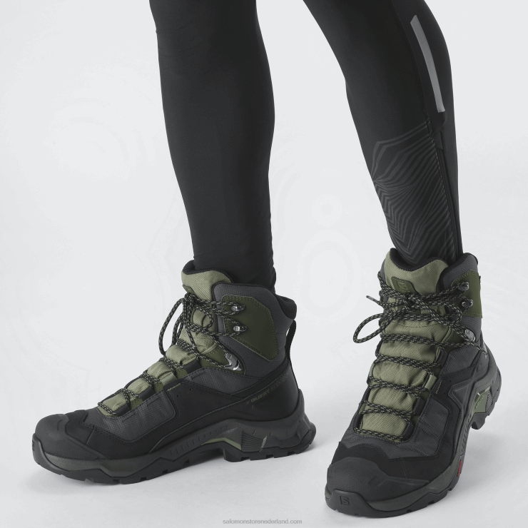 heren leren wandelschoenen - quest element gore-tex Salomon 22DD851 zwart/diep korstmosgroen/olijfnacht