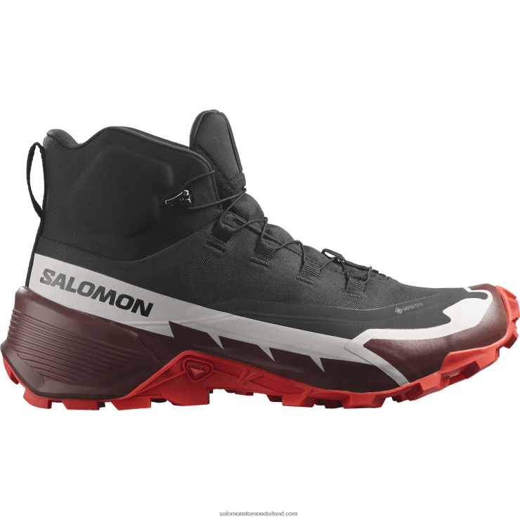 heren wandelschoenen - cross hike 2 mid gore-tex Salomon 22DD834 zwart/bittere chocolade/vurig rood