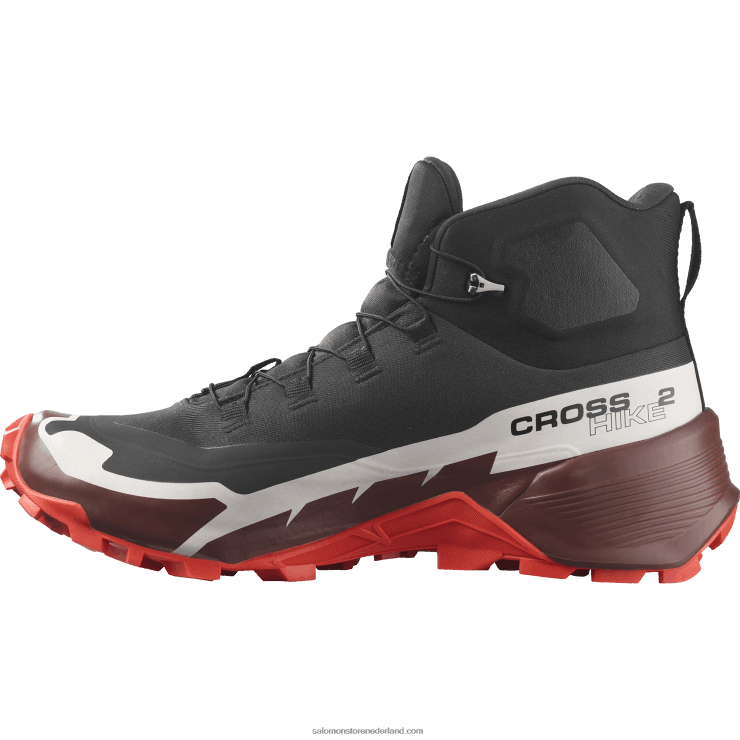 heren wandelschoenen - cross hike 2 mid gore-tex Salomon 22DD834 zwart/bittere chocolade/vurig rood