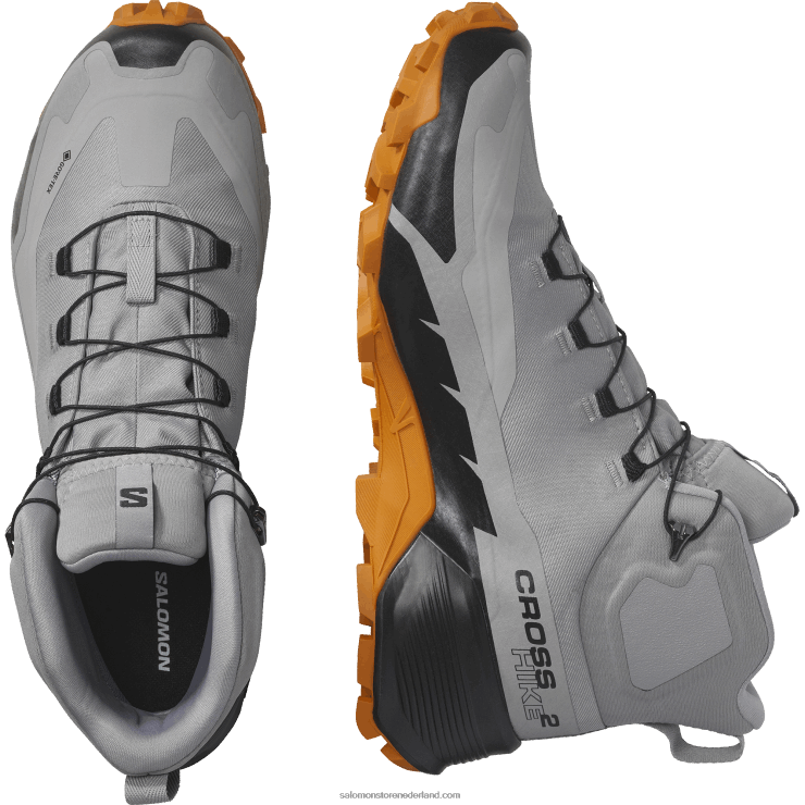 heren wandelschoenen - cross hike 2 mid gore-tex Salomon 22DD837 meeuw/marmelade/zwart