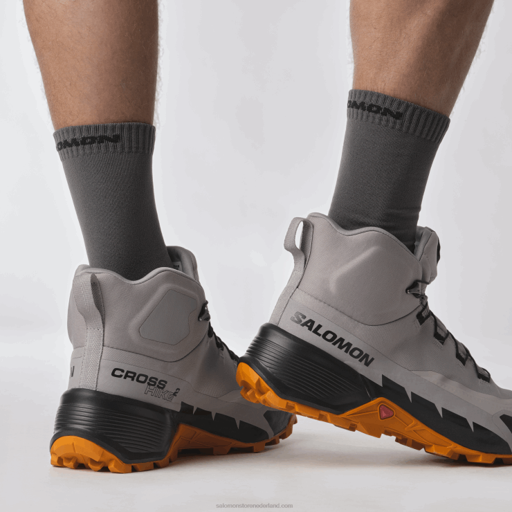 heren wandelschoenen - cross hike 2 mid gore-tex Salomon 22DD837 meeuw/marmelade/zwart