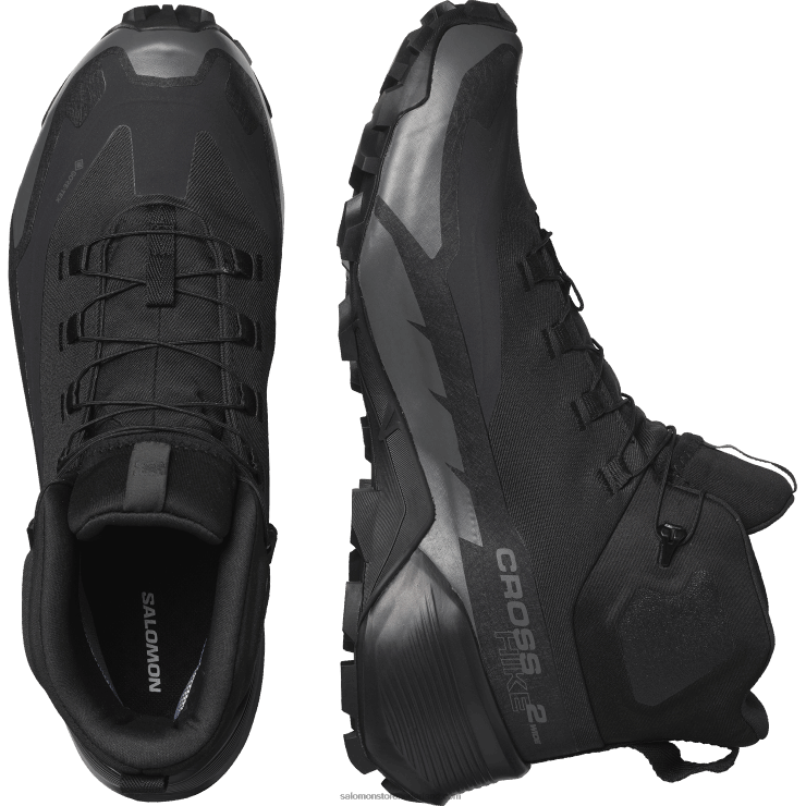 heren wandelschoenen - cross hike 2 mid gore-tex breed Salomon 22DD819 zwart/magneet