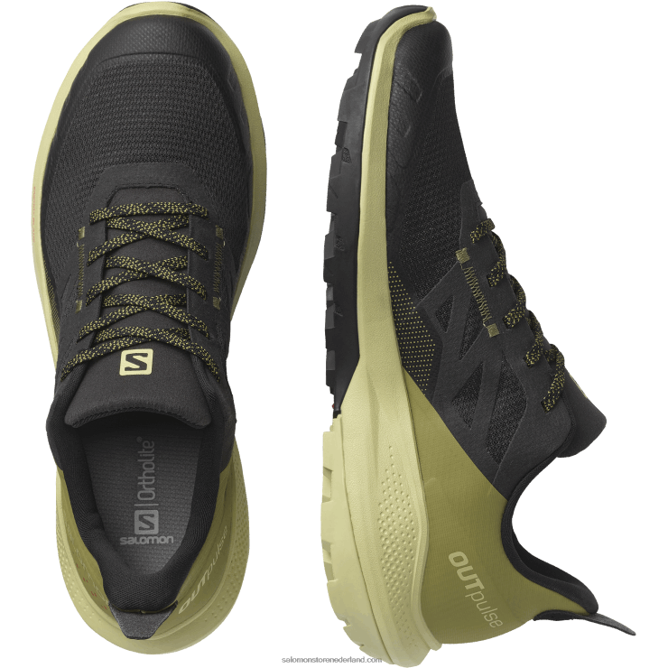 heren wandelschoenen - outpulse Salomon 22DD828 zwart/preigroen/poppy rood