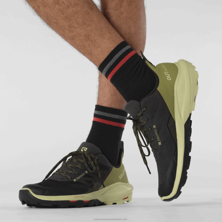 heren wandelschoenen - outpulse Salomon 22DD828 zwart/preigroen/poppy rood