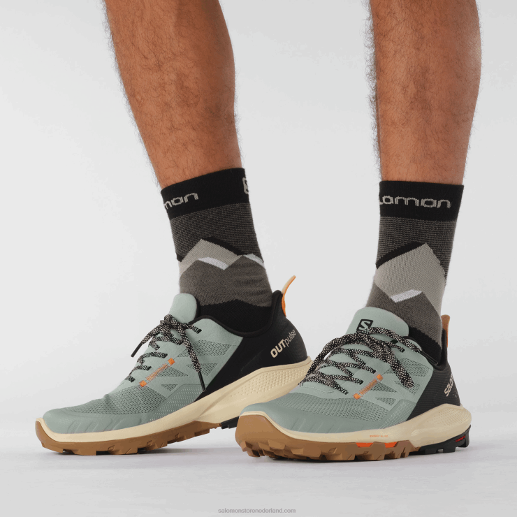 heren wandelschoenen - outpulse Salomon 22DD829 smeedijzer/gebleekt zand/levendig oranje