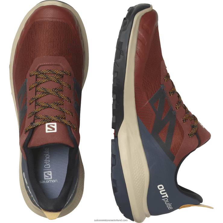 heren wandelschoenen - outpulse gore-tex Salomon 22DD845 gebrande henna/oostindische inkt/kurkuma