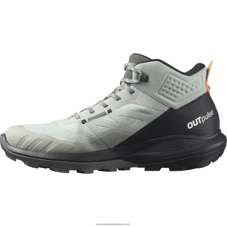 heren wandelschoenen - outpulse mid gore-tex Salomon 22DD831 smeedijzer/zwart/levendig oranje