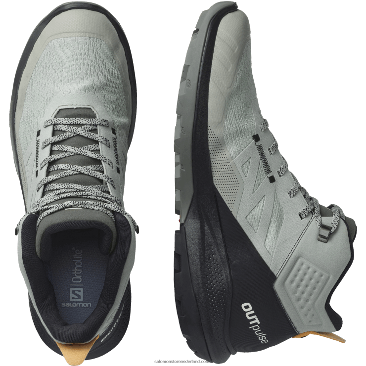 heren wandelschoenen - outpulse mid gore-tex Salomon 22DD831 smeedijzer/zwart/levendig oranje