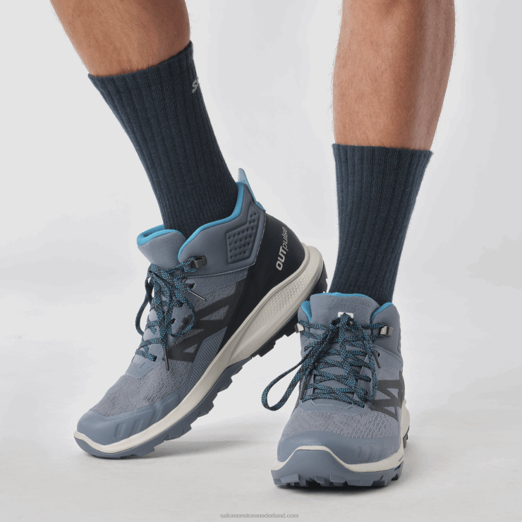 heren wandelschoenen - outpulse mid gore-tex Salomon 22DD832 china blauw/koolstof/maansteen