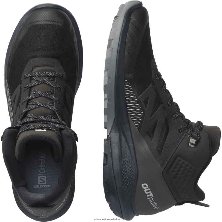 heren wandelschoenen - outpulse mid gore-tex Salomon 22DD833 zwart/ebbenhout/vanille ijs