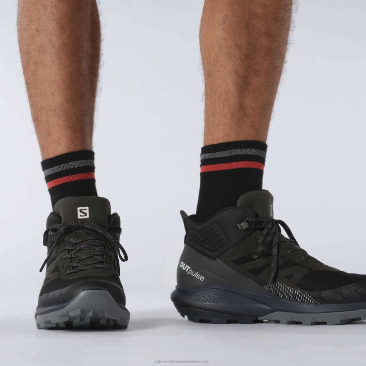 heren wandelschoenen - outpulse mid gore-tex Salomon 22DD833 zwart/ebbenhout/vanille ijs