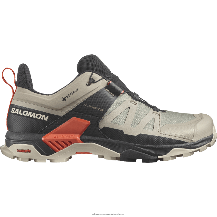 heren wandelschoenen - x ultra 4 gore-tex Salomon 22DD818 vintage kaki/zwart/cherrytomaat