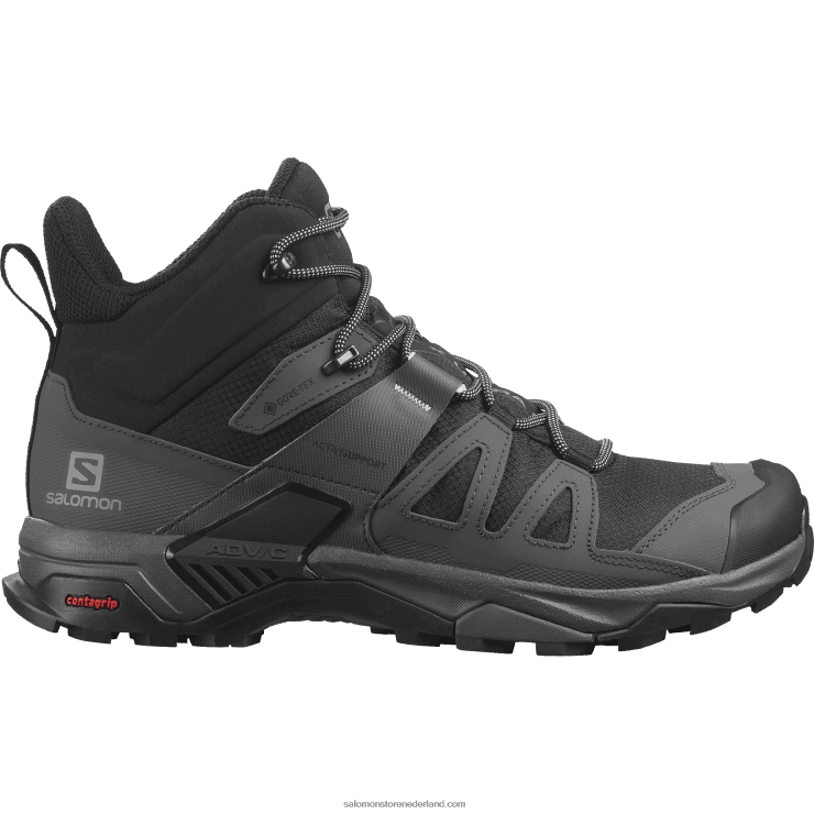 heren wandelschoenen - x ultra 4 mid gore-tex Salomon 22DD88 zwart/magneet/parelblauw