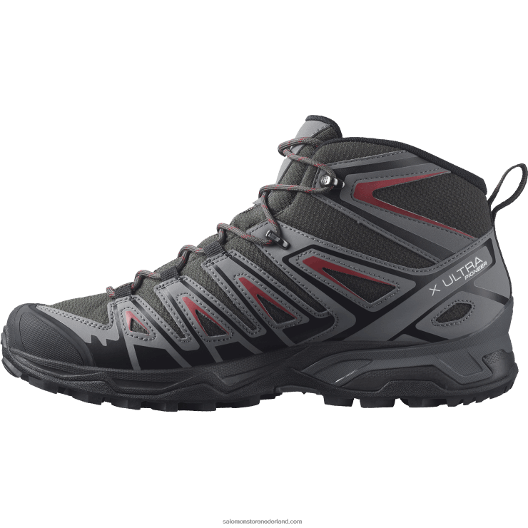 heren wandelschoenen - x ultra pioneer mid clima waterdicht Salomon 22DD839 turf/rustige tint/fietsrood