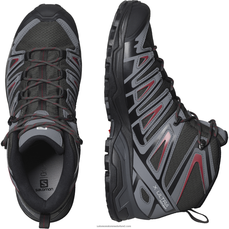 heren wandelschoenen - x ultra pioneer mid clima waterdicht Salomon 22DD839 turf/rustige tint/fietsrood
