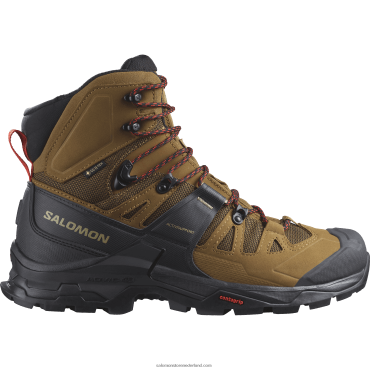 leren wandelschoenen voor heren - quest 4 gore-tex Salomon 22DD84 rubber/zwart/vurig rood
