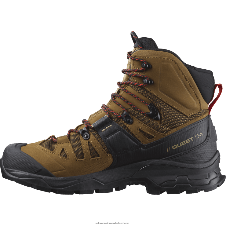leren wandelschoenen voor heren - quest 4 gore-tex Salomon 22DD84 rubber/zwart/vurig rood