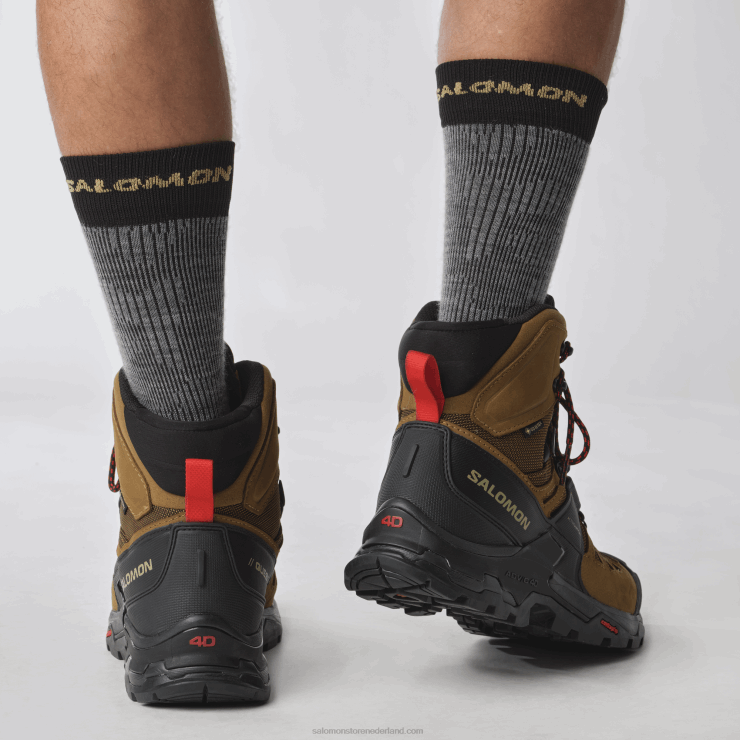 leren wandelschoenen voor heren - quest 4 gore-tex Salomon 22DD84 rubber/zwart/vurig rood