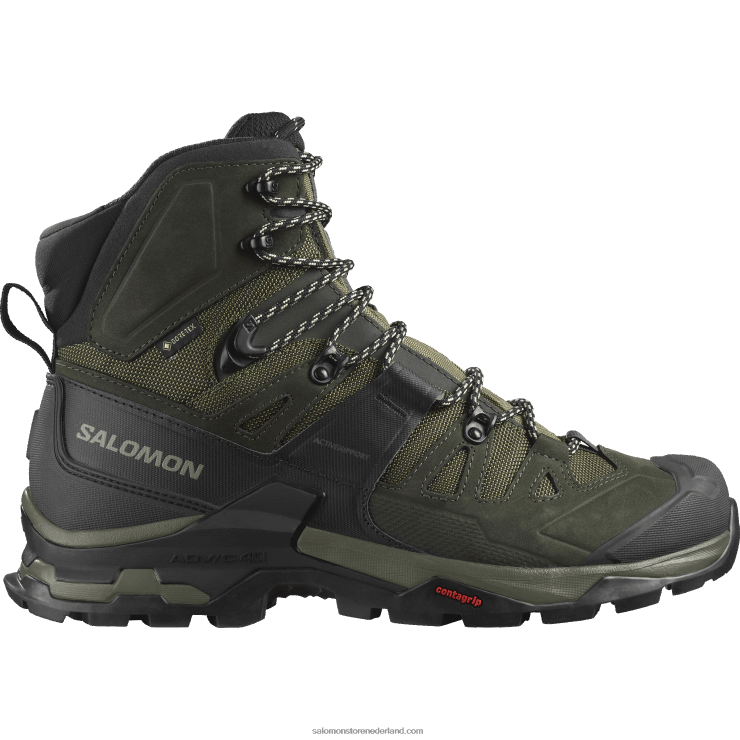 leren wandelschoenen voor heren - quest 4 gore-tex Salomon 22DD85 olijfnacht/turf/safari