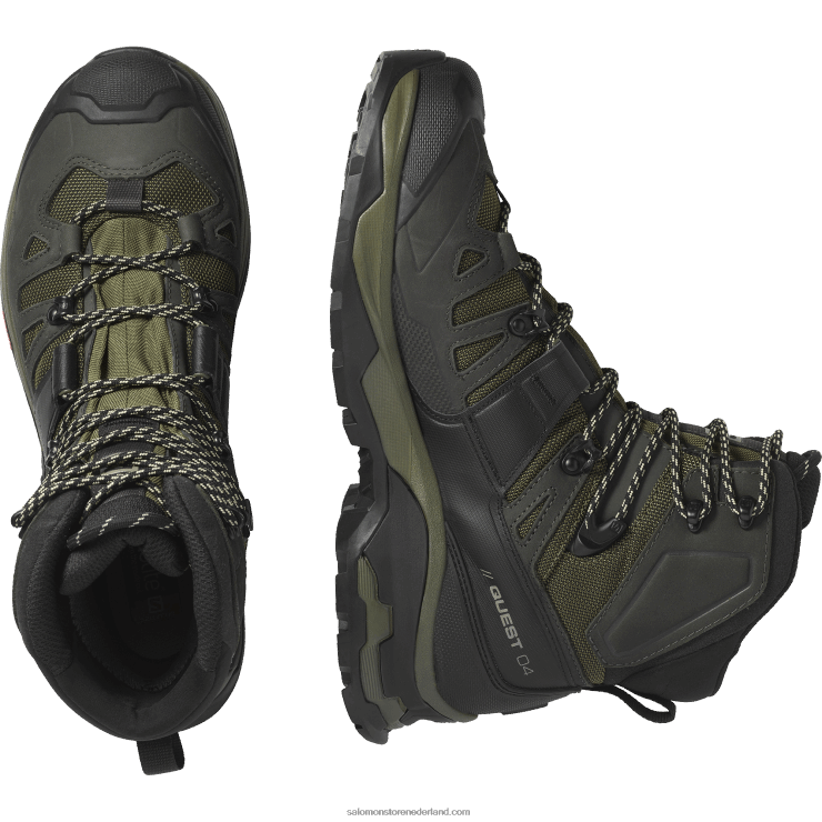 leren wandelschoenen voor heren - quest 4 gore-tex Salomon 22DD85 olijfnacht/turf/safari