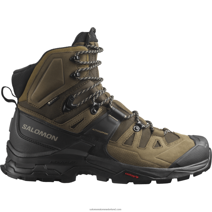 leren wandelschoenen voor heren - quest 4 gore-tex Salomon 22DD86 woestijnpalm/zwart/kelp